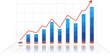 © Supernova - A 3D bar graph with a red arrow trending upwards on a grid surface illustrating growth and statistics