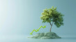 © MDJAMAL - A small tree grows on a pile of green money with an upward trend arrow