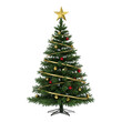 © Susan - Realistic 3D Christmas Tree With Golden Star Red Baubles Green And Gold Ribbons