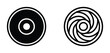©  MVectors - Abstract circular patterns, concentric circles and spiral design graphic element, stylized black and white vector illustration.