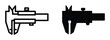 ©  MVectors - Caliper outline and silhouette, precision measuring tool vector illustration, engineering device design