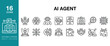 © SpaceFabric - AI Agent icon set. Includes ai, agent, chatbot, virtual, assistant, autonomous, smart and More. Editable Stroke Icon Collection.