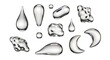 © Anwar - A collection of transparent water droplets in various shapes and sizes on a pure white background