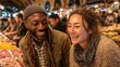 © kivvi - Interracial Couple Laughing at Bazaar Multicultural Lifestyle Photography