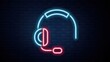 © Darul - Glowing Neon Headset Symbol against Dark Brick Wall Representing Modern Audio and Communication
