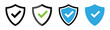 © MKIN - Security shield with checkmark icon set. Protection and safe symbol for  app, website or design element. Transparent PNG and vector