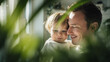 © Lumi Stock Studio - A warm and trustworthy insurance advertisement style portrait of a smiling father gently holding his young toddler son, captured with soft natural light and a peaceful domestic atmosphere.