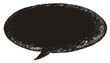 © Dizzi - Burbuja de diálogo ovalada negra dibujada a mano con textura, ideal para texto o mensaje sobre fondo transparente.