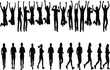 © Its Saidul  - Silhouette, jumping, running, people, motion, energy, fitness, celebration, sports, dynamic, posture, stride, black, illustration, activity, movement, joy, exercise, group, action