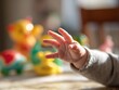 © kivvi - Toddler Reaching for Toys in Sunlight, Warm Parent-Child Interaction Close-Up