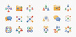 © Heri - Set of 3D social network and communication icons depicting people, folders, and speech bubbles for connection and sharing.