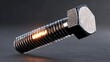 © Nataliia_Trushchenko - A close up of a bolt with a light shining on it. The bolt is silver and has a hexagonal shape