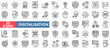 © Uniconlabs - digitalisation icon set outline style illustration. containing technology adoption, e-government service, automated system, interactive tool, electronic record, mobile access, cloud computing