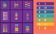 © Any - Colorful infographic templates in modern flat design with bright purple and orange colors in grid layout for data visualization