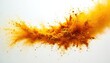 © Vadym - Bright yellow turmeric powder explodes in mid air. Fine particles scatter and drift against a clean white background creating a dynamic abstract shape. This spice adds color and zest.
