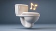 © Nataliia_Trushchenko - A toilet with a light on it that says 'music' and is floating in the air. The image is meant to be humorous and playful