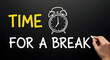 © AH Project - Chalkboard with 'Time For A Break' Message and Alarm Clock for Wellness