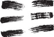 © Михаил Н - Brush set. Vector black paint brush spots, highlighter lines or felt-tip pen marker. Ink smudge abstract shape stains and smear set with texture