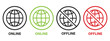 © Iconpro333  - Online and offline internet icon, Set of online and offline internet icons red and green color, Online and offline internet connection Icons, Set of connect and disconnect internet connection