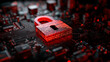 © Ramses - Glowing Red Padlock Made of Binary Code on Futuristic Circuit Board Representing Cybersecurity, Data Protection, Digital Privacy and Secure Information Technology Concept