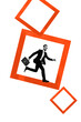 © deagreez - Composite trend artwork sketch photo collage of workspace young guy businessman work hand hold suitcase run moving cube rectangle figure