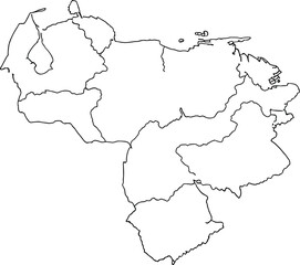  Venezuela Outline Map with State Borders – Blank Political Vector for Education, Geography Learning, Quiz, and Regional Identification Use