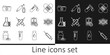 © vector_v - Set line Syringe, Genetic engineering, Test tube with drop of blood, Crossed syringe, DNA research, search, Health record folder, Clipboard test and Medical and vial icon. Vector