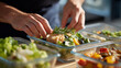 © forenna - Hands arranging meals while using lunch prep routine with portion planning, placing food into control friendly containers to support healthy eating and daily meal organization. cinematic color