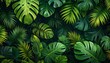 © zainal - Tropical leaves pattern with various green foliage.
