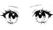 © ink drop - Anime close up of expressive girl eyes with detailed manga linework and emotional facial focus