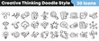 © Vectoravec - A collection of thirty hand drawn doodle style icons representing creative thinking processes strategy planning and idea generation