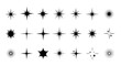 © Joko - Collection of Diverse Black Starburst Sparkle Icons and Symbols on White Background