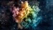 © Supatinee - Colorful Smoke Swirl with Treble Clef Symbol Floating in Cosmic Background