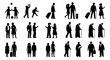 © Nira - Diverse Silhouette Collection of People, Families, and Travelers on White Background