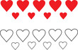 © Jolakha - Red and outline heart shapes in rows on white background hearts