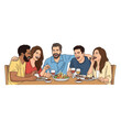 © Luthfi - Happy Diverse Friends Enjoying Dinner Party and Laughing Together