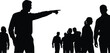 © Hilal - Man Pointing Direction to Group of People Silhouette Vector