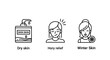 © MAHMUDA  - Winter Skin Care and Dryness Relief Line Art Icons: Lotion, Hydration, and Cold Weather Protection