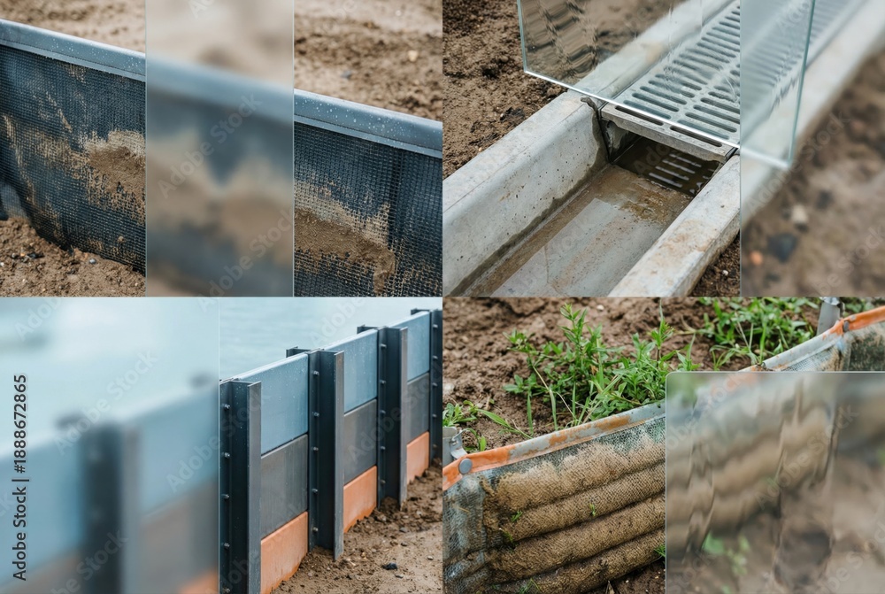 Stock-Foto „Innovative flood barrier system displaying advanced ...