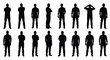 © Eman - Collection of diverse male figures presented in multiple standing poses as black silhouettes