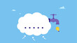 © yedsgn - Group thinking bubble with faucet to get lightbulb idea output. Thinking idea or brainstorm to get solution, creativity or imagination solve problem, efficient cooperate to get good outcome.