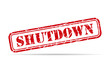 © koblizeek - Shutdown stamp symbol shadow, label sticker sign button, text banner vector illustration .