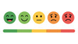 © ayat 02 - User feedback vector illustration, satisfaction levels with smiley and emoji icons, ranking and rating concept, consumer review and experience symbols.