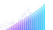 © Ruhel - Colorful 3D bar graph with upward trend and dotted line graph showing growth Keywords: bar graph, 3D, growth, upward trend, finance, business, data, chart, statistics, success, progress, rising