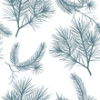 © Prionty - Blue pine needles seamless pattern on white background