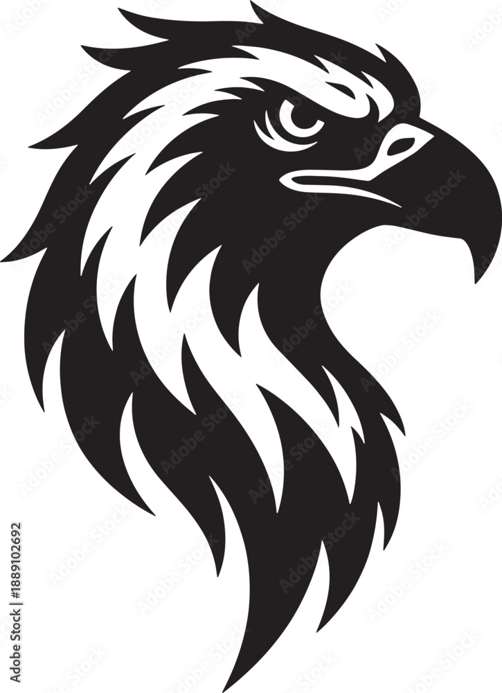 Eagle head mascot logo vector illustration. Black and white tribal ...
