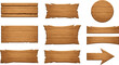 © Rubya - Wooden signboard plank illustration set with rustic arrows boards and frames for nature outdoor directions