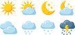 © Sumon Creative - Weather icon set with sun, clouds, moon, rain, snow and thunderstorm symbols for forecast app design