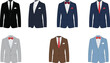 © Prodip - Set of men’s formal suit jackets with ties and bow ties isolated on white background, elegant fashion vector illustration