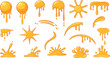 © Sumon Creative - Hand drawn honey drip and liquid splash icons set with golden drops, sticky flows, and sweet syrup elements